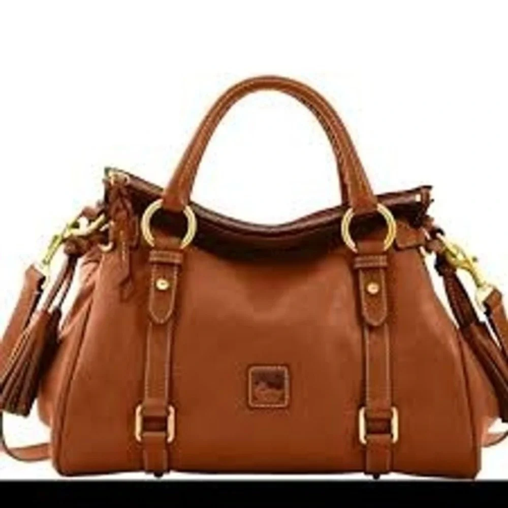 Dooney & Bourke Women Satchel Large Chestnut Florentine Leather 8L980C Tassels